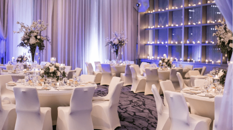 Wedding reception room at the W Hotel in Hoboken NJ