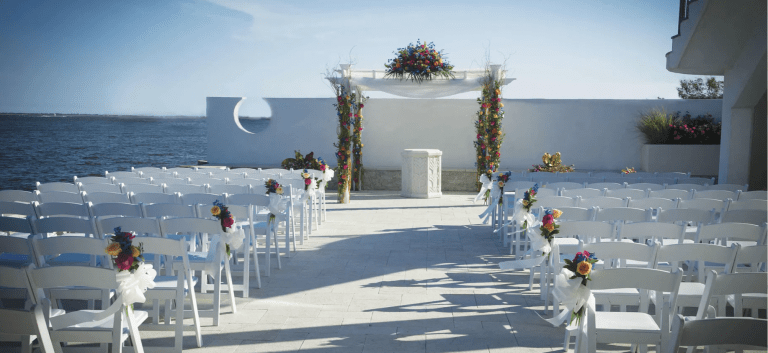 outdoor ceremony venue outdoors all white
