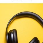 black headphones with yellow backdrop