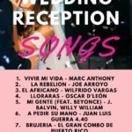 list of 10 latin songs with bride & groom in the background