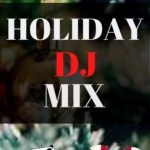 DJ Turntable, candy canes and the words Holiday DJ Mix